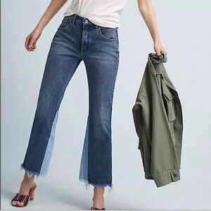 Anthropologie Pilcro & the Letterpress Two Tone Flare Raw Hem Jeans